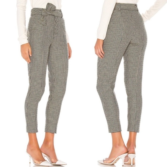 Lovers + Friends Dillion Trouser Pants Houndstooth Teal & Black Sz L - Picture 2 of 10